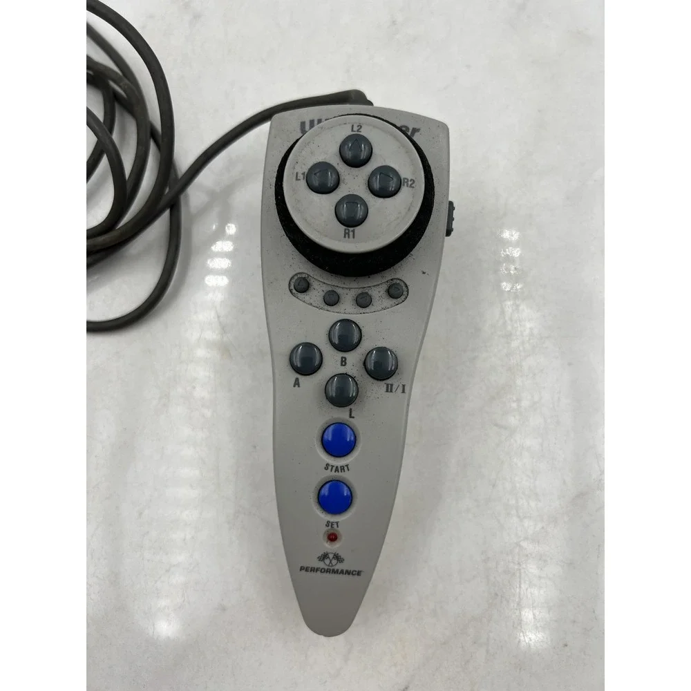 Performance UltraRacer PS1 Controller Wired One Handed Racing Wheel Gray P-102